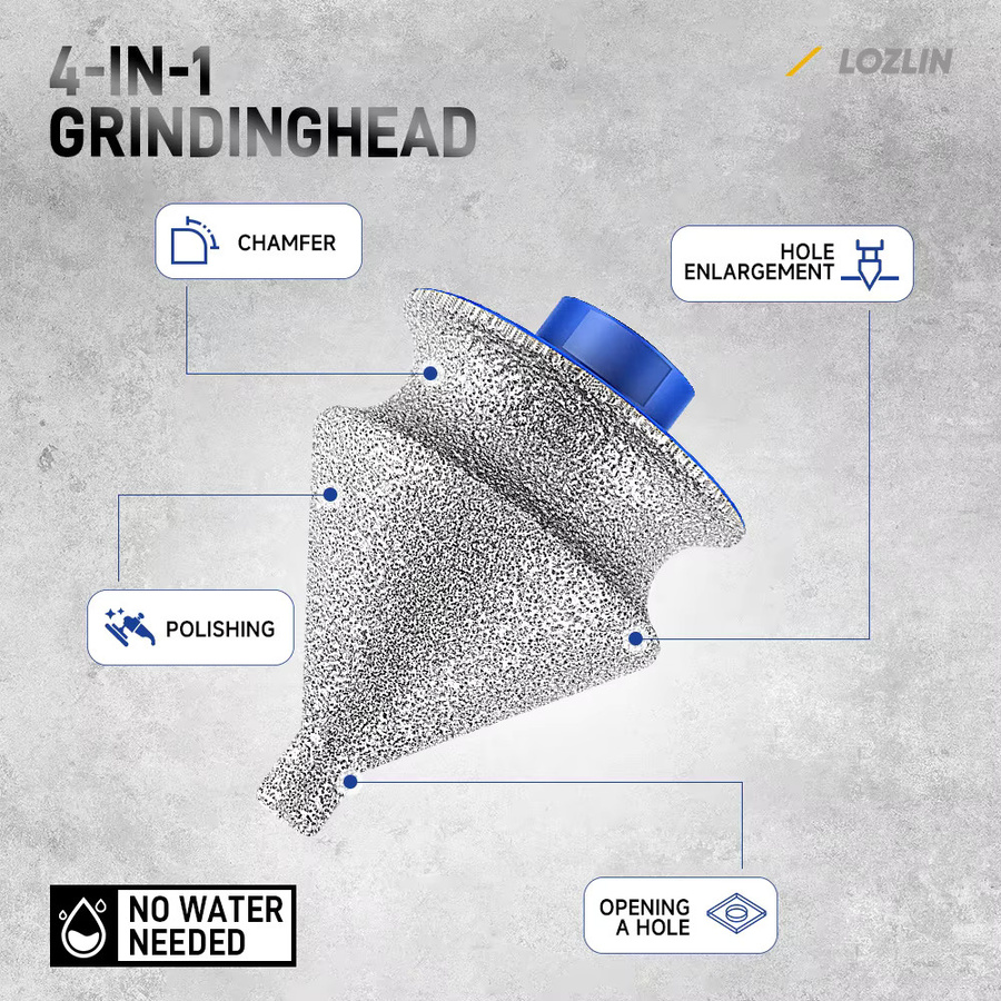 LOZLIN Diamant-Abschrägungsfräser und Bohrloch-Kernbohrer mit 5/8-11 M14 Gewinde in Silber für Marmor, Fliesen und Keramik - Bild 3