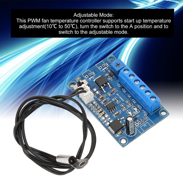 YOUTHINK PWM-Lüftergeschwindigkeitsregler für 12 V/24 V Lüfter in Blau mit 19,7 Zoll Kabel - Bild 1