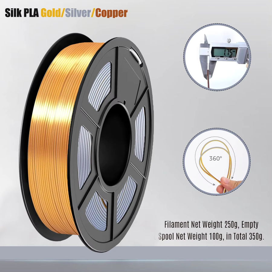 3D Maliang Seiden-PLA-Filament für FDM-3D-Drucker, mehrfarbig, Durchmesser: 1,75 mm, 4er-Pack à 250 g - Bild 5