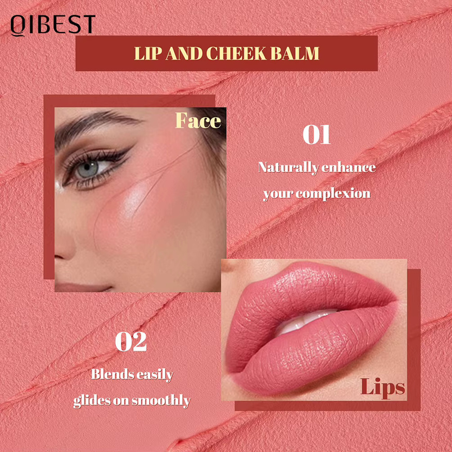 QIBEST 3-in-1 Lippenstift Rouge Augen Mousse-Creme, Matt, 01, Unisex - Bild 2