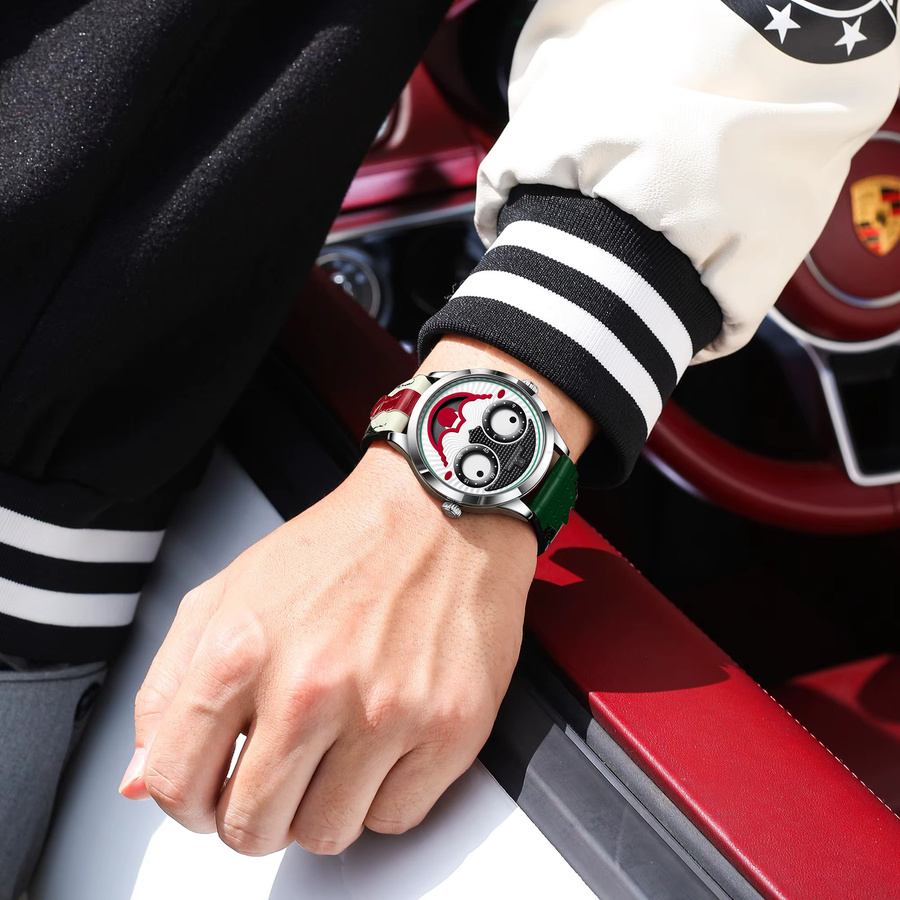 POEDAGAR Armbanduhr, Quarz, Leder, Silber, Herren - Bild 6