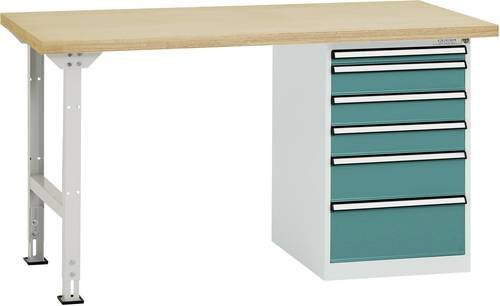 Manuflex TP5088.5021 Werkbanksystem in Wasserblau aus Stahl und Gummi, B/T/H: 300 x 150 x 80 cm - Bild 1