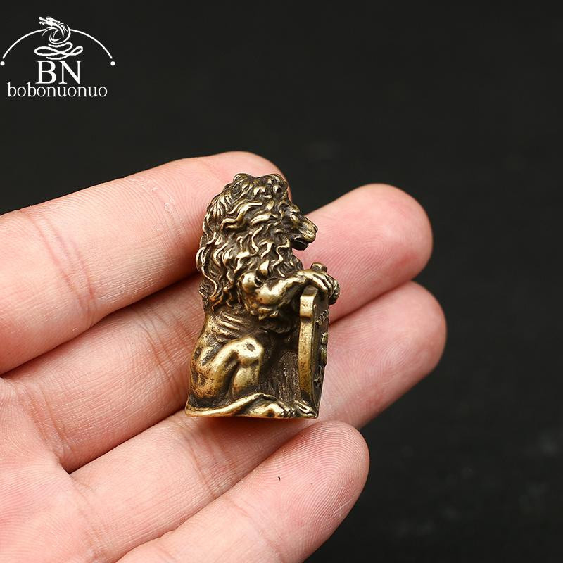 Antike Bronze-Statue Lion King und Eule als Feng Shui Dekoration in Gold und Kupfer für dein Zuhause - Bild 3