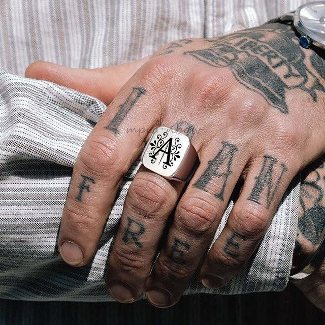 Sigent Ring, Edelstahl, Alphabet, Herren, Silber - Bild 1