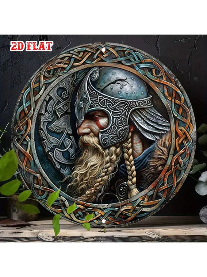 Potdemiel Wikinger-Krieger Metallwandkunst aus Aluminium mit keltischen Knoten als nordisches Dekor - Bild 5