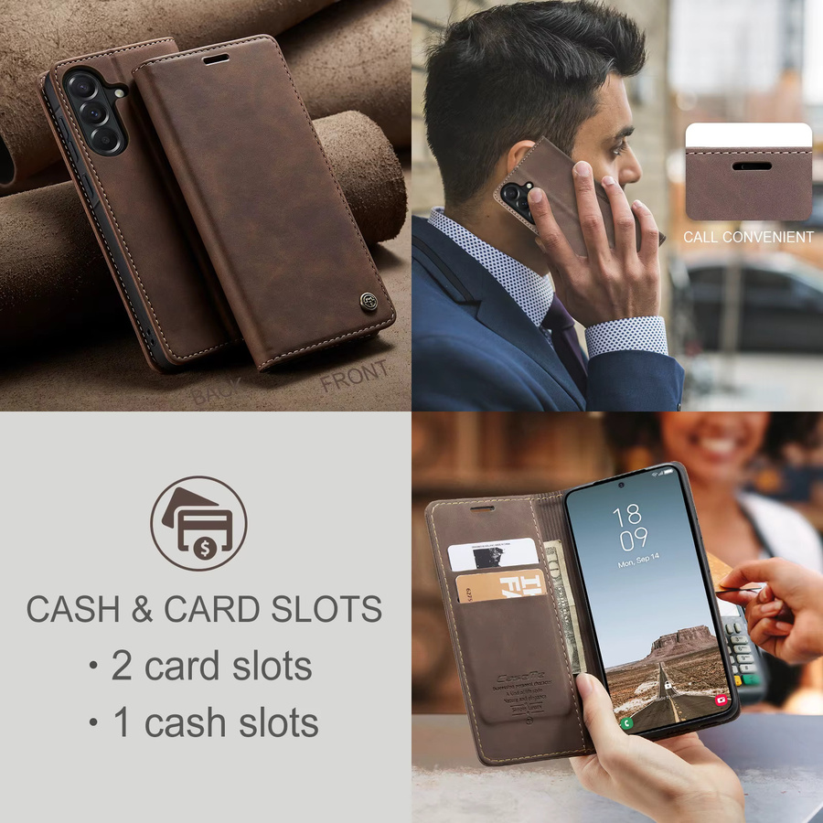 CaseMe Luxus Retro Magnetische Flip-PU-Leder-Handyhülle als Wallet Cover für Samsung Galaxy A37 und Samsung Galaxy A57 in Blau oder Braun - Bild 2