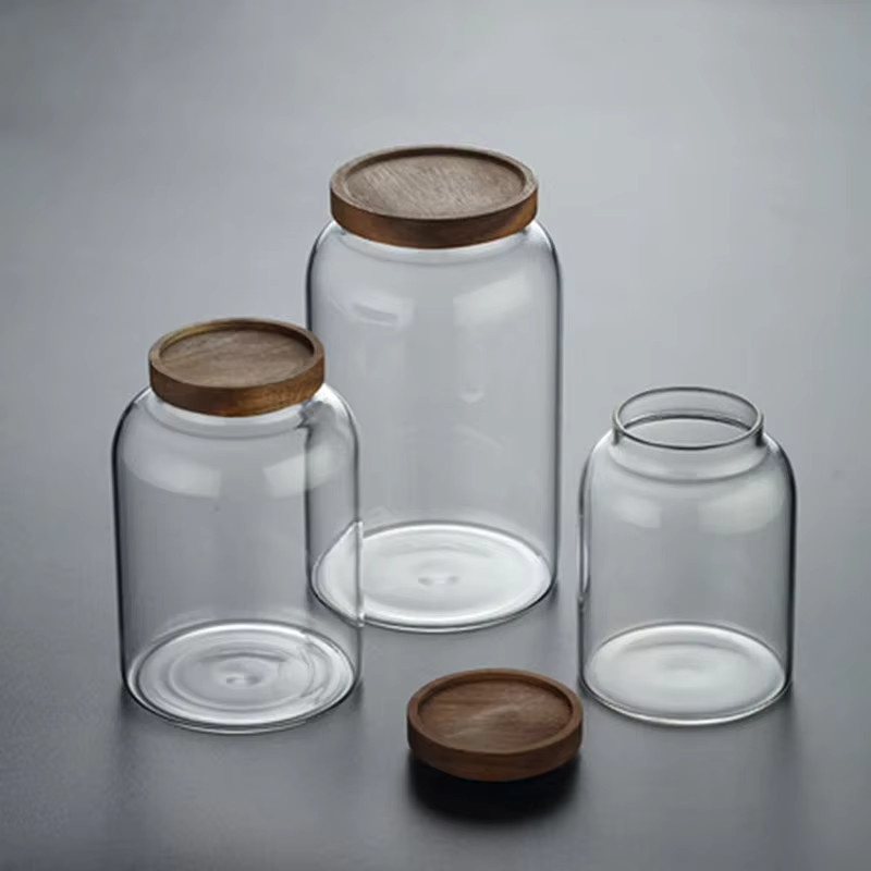 KEMORELA Vorratsglas aus Glas mit Holzdeckel für Kaffeebohnen, transparent - Bild 6