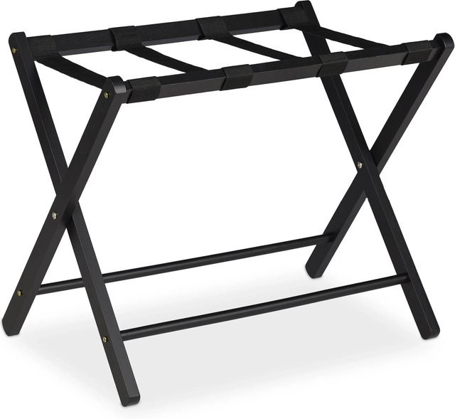 Klappbarer Kofferständer aus Holz von Relaxdays in Schwarz, B/T/H: 54,5 x 66 x 44 cm - Bild 1