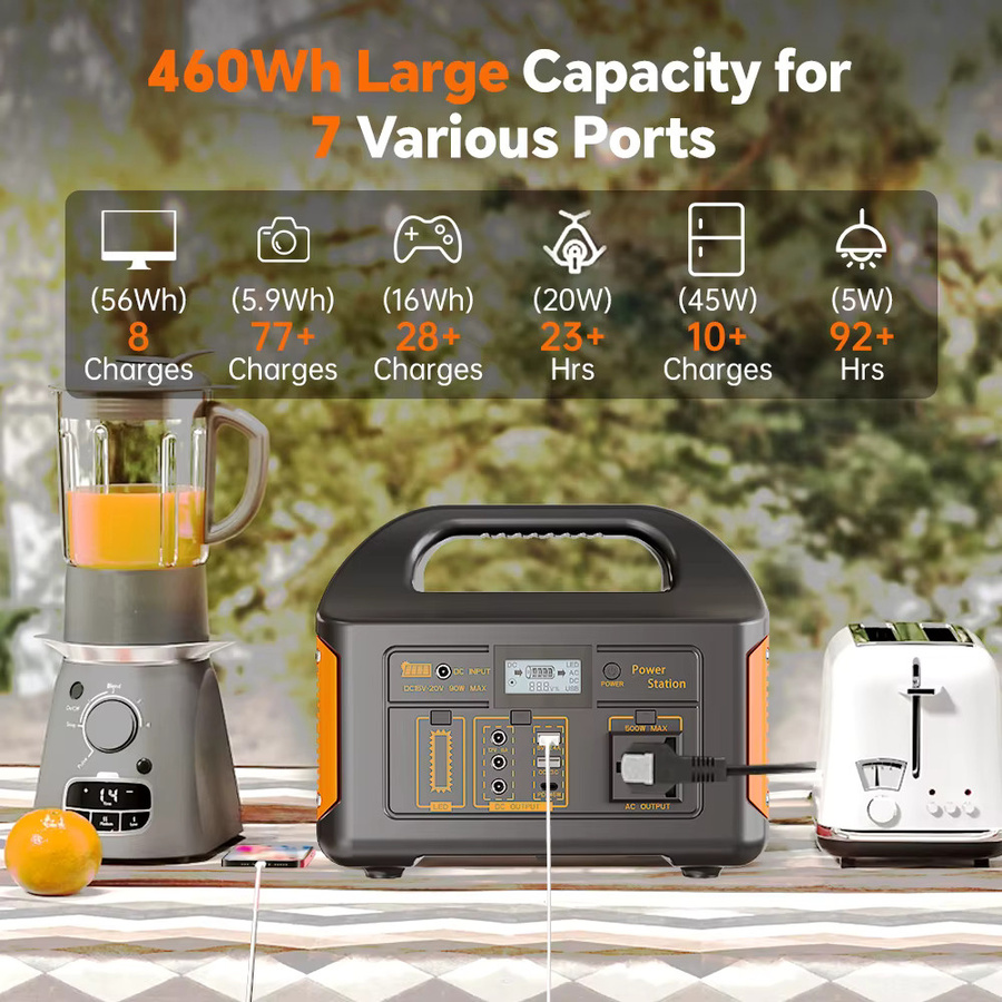 Gaiaray Tragbare Powerstation 460Wh USV-Schnelllade-Stromversorgung mit 500W Solargenerator für Camping, Wohnmobil und Notstrom - Bild 3