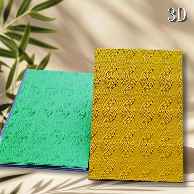 Handgefertigter 3D-geprägter Ordner mit Moos-Textur und floralem Design in Grün - Bild 1