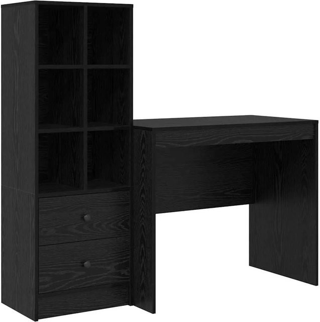 vidaXL Schreibtisch und Hochboard Set in Schwarz und Eiche-Optik für dein Büro - Bild 1
