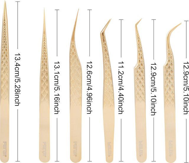 FEITA Wimpernverlängerungspinzett-Set, golden, Unisex - Bild 1