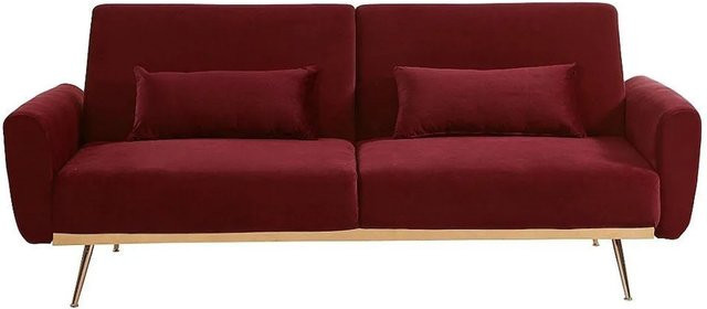 Schlafsofa Launei von Vente-unique in Bordeaux Rot mit Samtbezug und 208 cm Breite - Bild 1