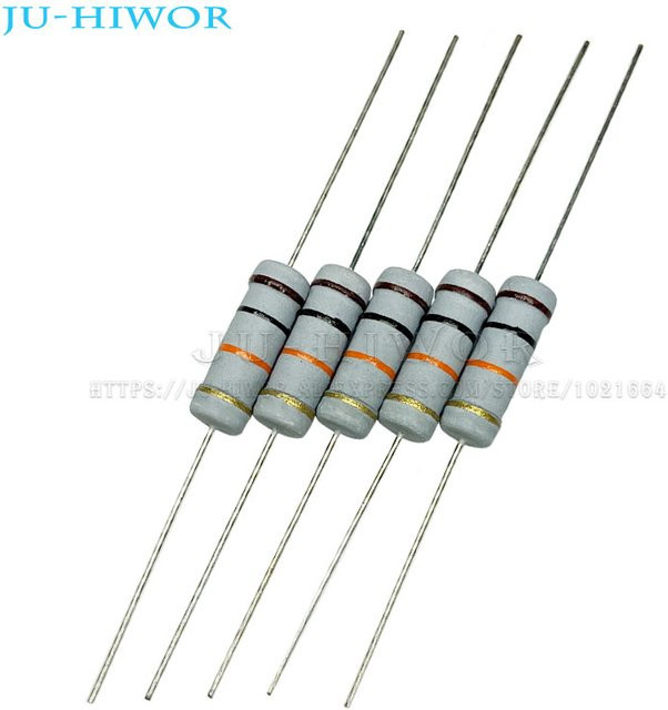 JU-HIWOR 20 Stück Metalloxid-Kohlenstoffschichtwiderstände 3 W 5 % in verschiedenen Ohm-Werten, Mehrfarbig - Bild 1