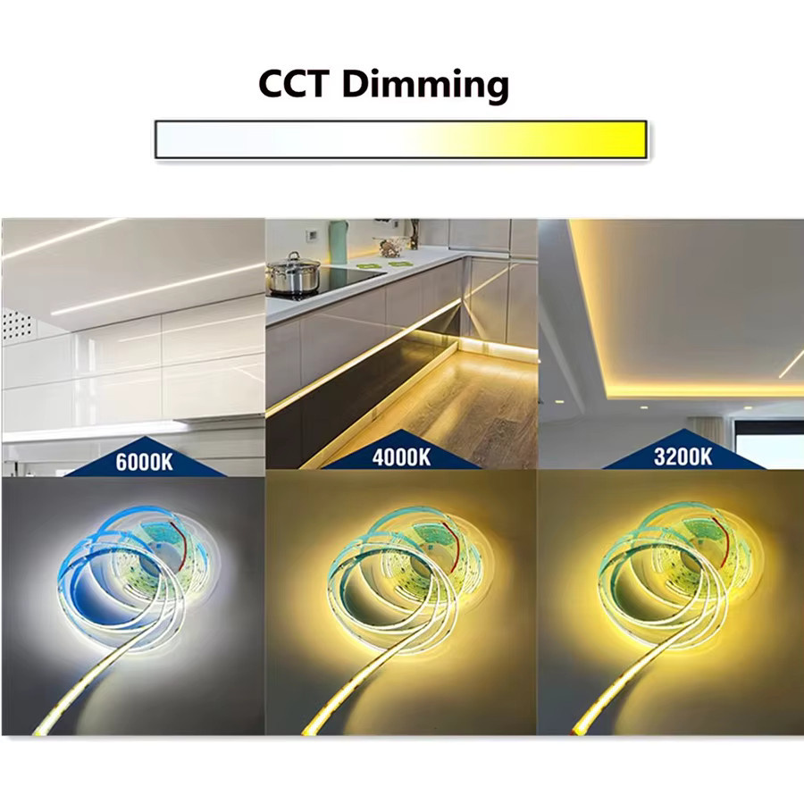JOYLIT FCOB CCT LED-Streifenlicht, 5m, dimmbar, 608 LEDs/m, 2500K bis 6500K, Weiß - Bild 1