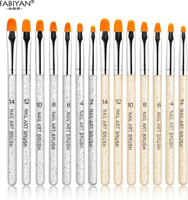 FABIYAN 7-teiliges Set Nagelkunstpinsel, Gold - Bild 1