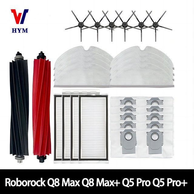 Roborock Ersatzteil-Set für Q5 Pro und Q8 Max mit Hauptbürste, HEPA-Filter, Mopp und Staubbeuteln in Multicolour - Bild 1