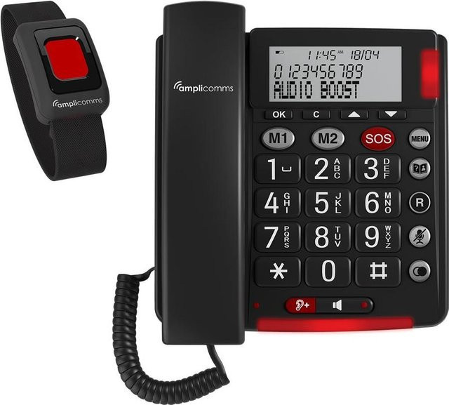 Amplicomms BigTel 50 Alarm Plus Analoges Seniorentelefon für Hörgeräte in Dunkelgrau - Bild 1