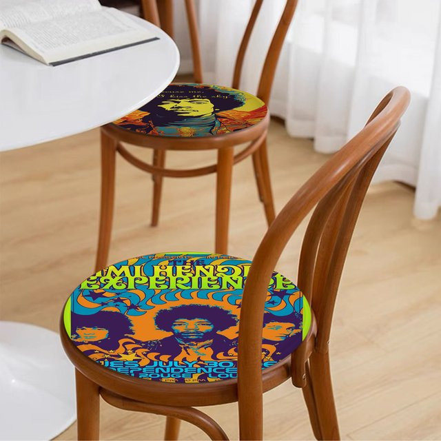 Quadratisches Sitzkissen J-Jimi H-Hendrix im Retro-Design, rutschfeste Schaumstoff-Sitzmatte für Büro, Esszimmer oder Hocker, Mehrfarbig - Bild 1