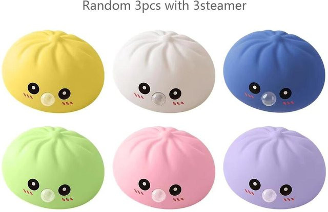 Teigtaschen Squishies Blasenbläser Spielzeug, Set mit Dampfgarer, gelb - Bild 1