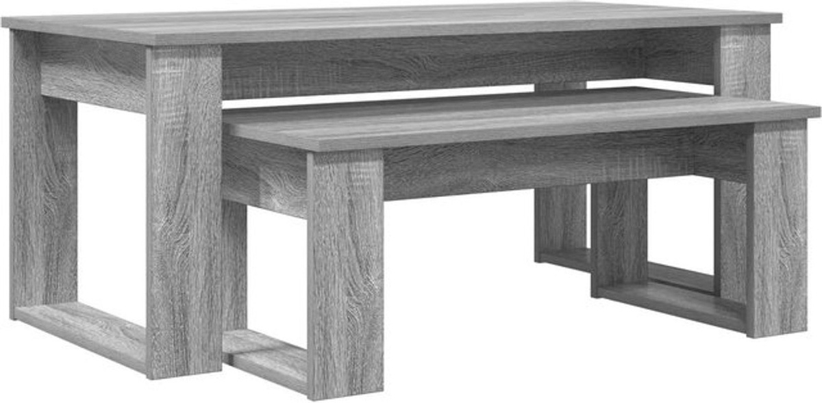 Modernes Couchtisch Set aus Holzwerkstoff von vidaXL in Grau, 2-teilig und rechteckig - Bild 1