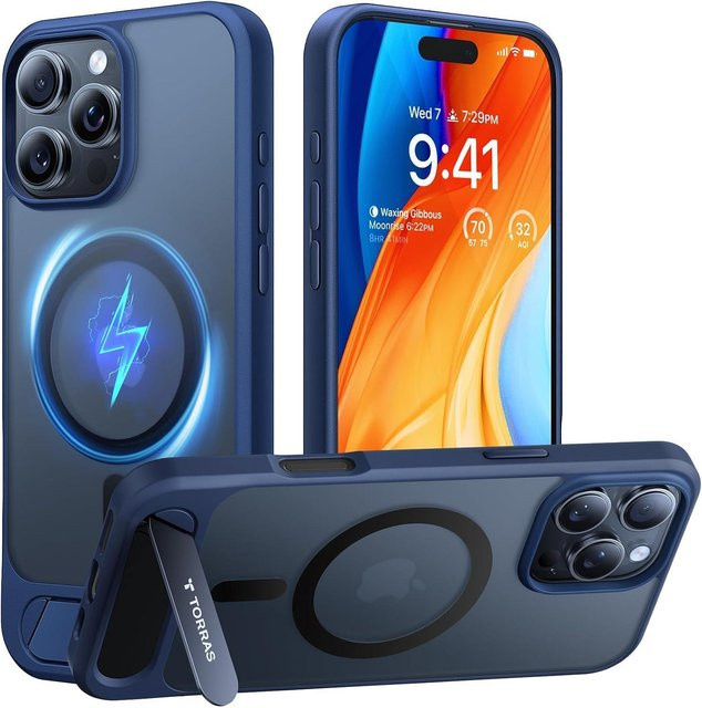 Torras Pstand Series Handyhülle für iPhone 16 Pro in Navy Blue - Bild 1