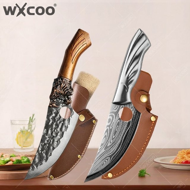 WXCOO Handgeschmiedetes Allzweckmesser mit Holzscheide für Fleisch, Fisch und Obst - Bild 1