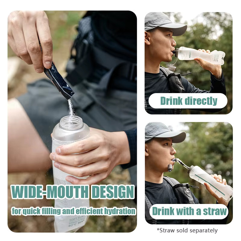 Naturehike Faltbare Wasserflasche mit Strohhalm aus BPA-freiem TPU in Transparent - Bild 4