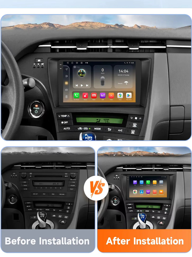 Hizpo Carplay Android Auto Multimedia-GPS-Player für Toyota Prius 3 2009 - 2015, 2Din Stereo mit 4G und 360-Kamera, Snapdragon 6115, Schwarz - Bild 7