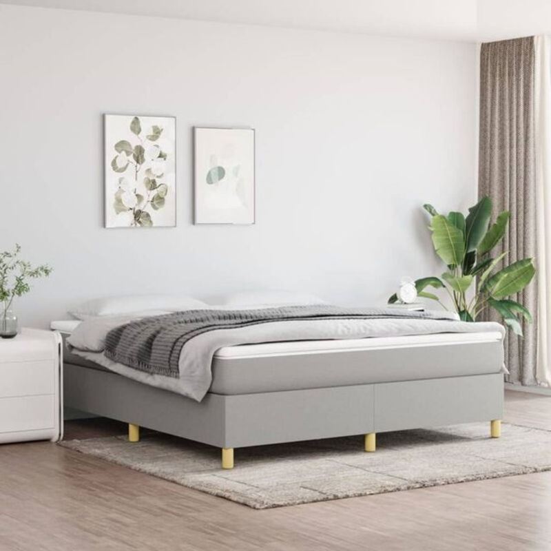 Vidaxl Boxspringbett mit Matratze in Grau und Weiß aus Stoff, B/T: 180 x 200 cm - Bild 1