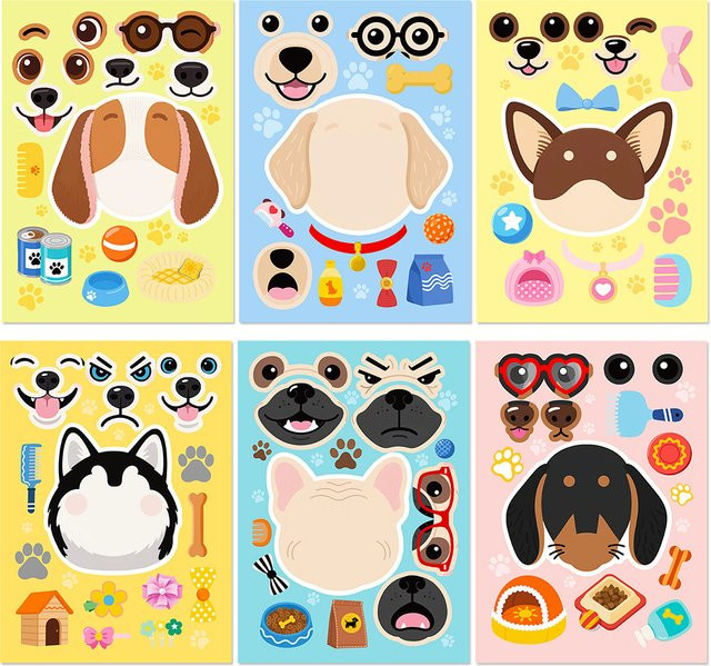 Charile Hunde Puzzle Aufkleber, Bunt, 6-teiliges Set - Bild 1