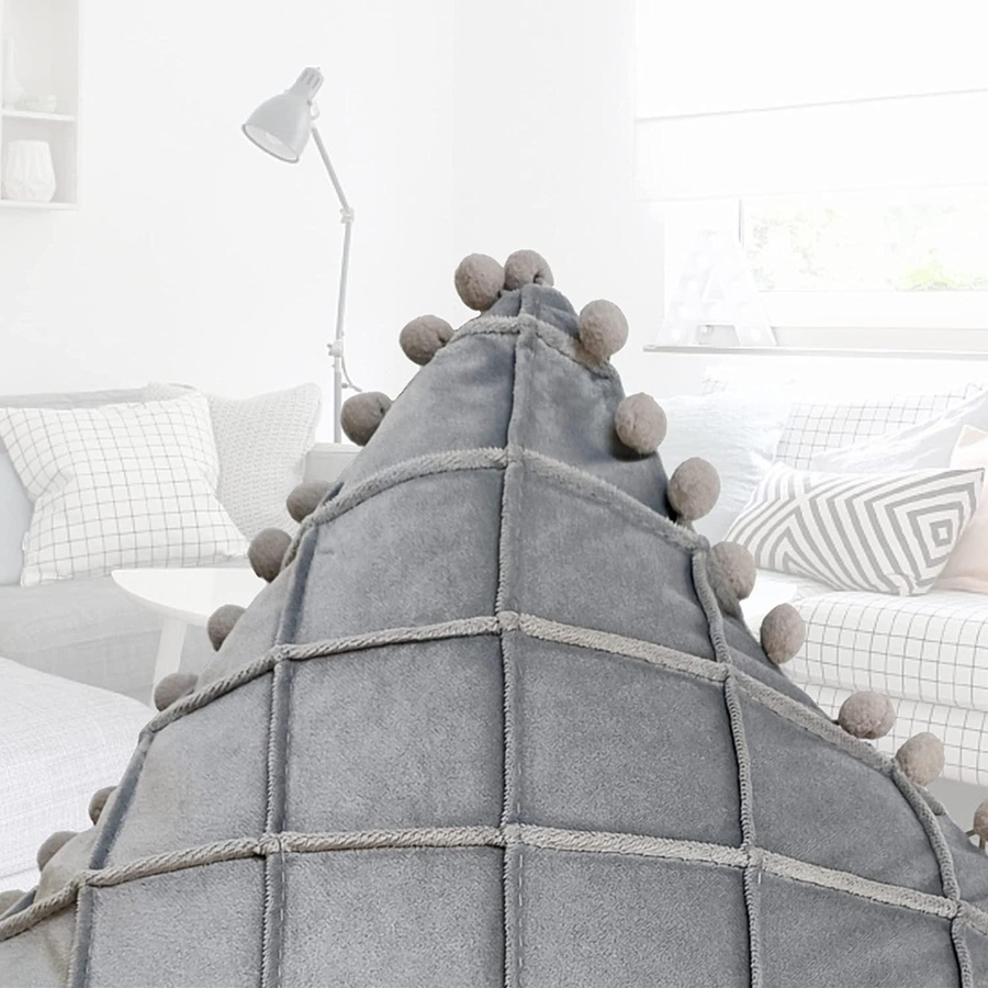 Yiran Kissenbezug mit Pompons aus Polyester, gestreift, quadratisch oder rechteckig, abnehmbar und waschbar - Bild 1