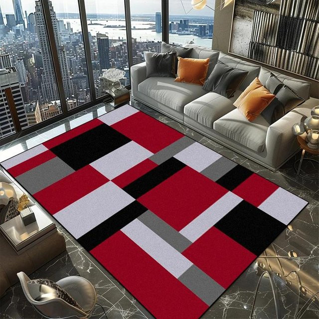JGJG Teppich mit nordischem geometrischem Muster, luxuriöser Raumteppich für Wohnzimmer und Schlafzimmer, maschinenwaschbar und rutschfest, Mehrfarbig, B x T: 200 x 300 cm - Bild 1