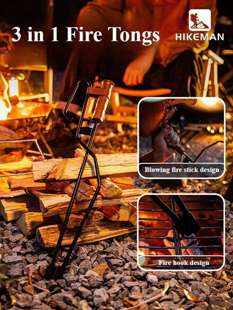 SmiloDon 3-in-1 Camping-Feuerzange in Schwarz für Outdoor und Kochen - Bild 1