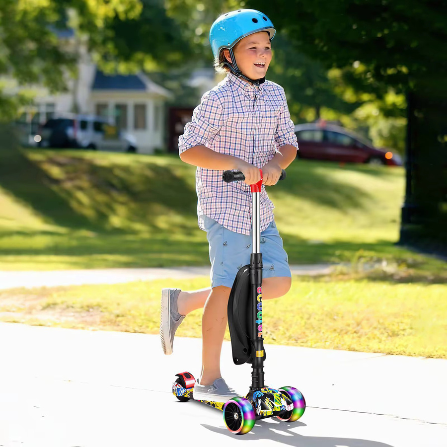 Faltbarer Kinderroller mit Pedalen, Handbremse und Bremsbelag, höhenverstellbar, ab 2 Jahre - Bild 5