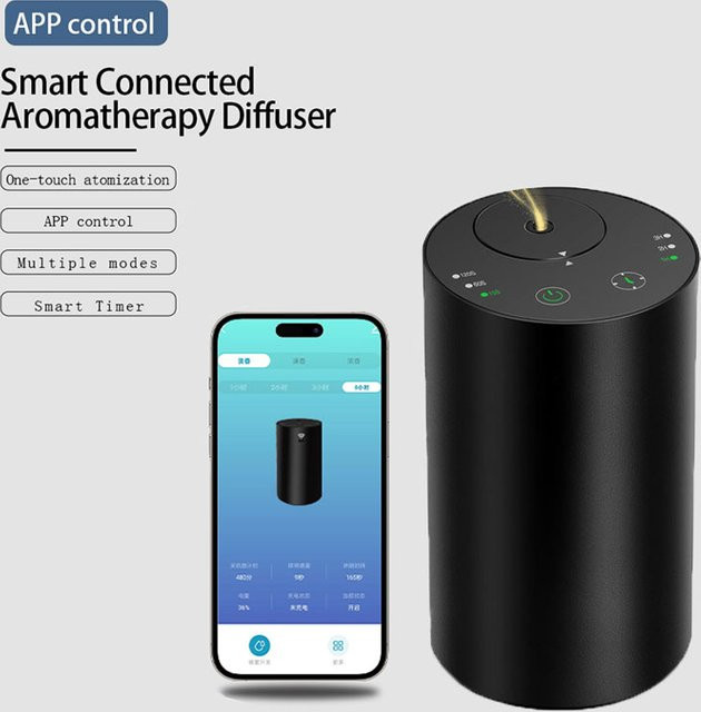 PDQ Tragbarer Auto-Aroma-Diffusor mit App-Steuerung in Schwarz und Silber - Bild 1