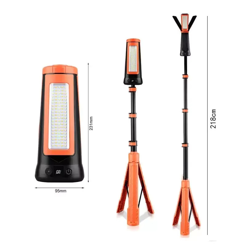 JIASHUAIXIN LED-Campinglampe mit einziehbarer Halterung, USB-wiederaufladbare magnetische Arbeitsleuchte mit weißem und gelbem Licht, Schwarz - Bild 2