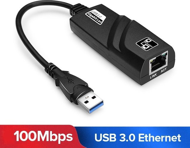 USB-C zu RJ45 Gigabit Ethernet Adapter und USB 3.0 Hub in Schwarz für Laptops und Desktops - Bild 1