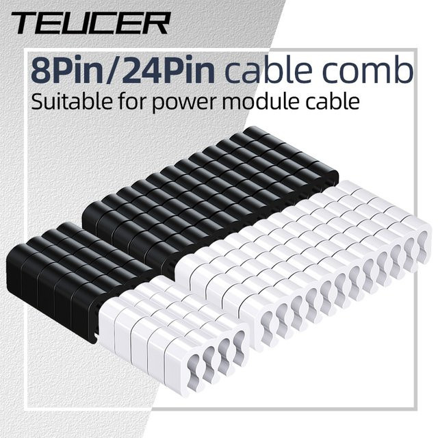 Teucer Kabel Kamm Set für Computer Netzteil und Motherboard 24PIN sowie CPU und Grafikkarte in Weiß - Bild 1