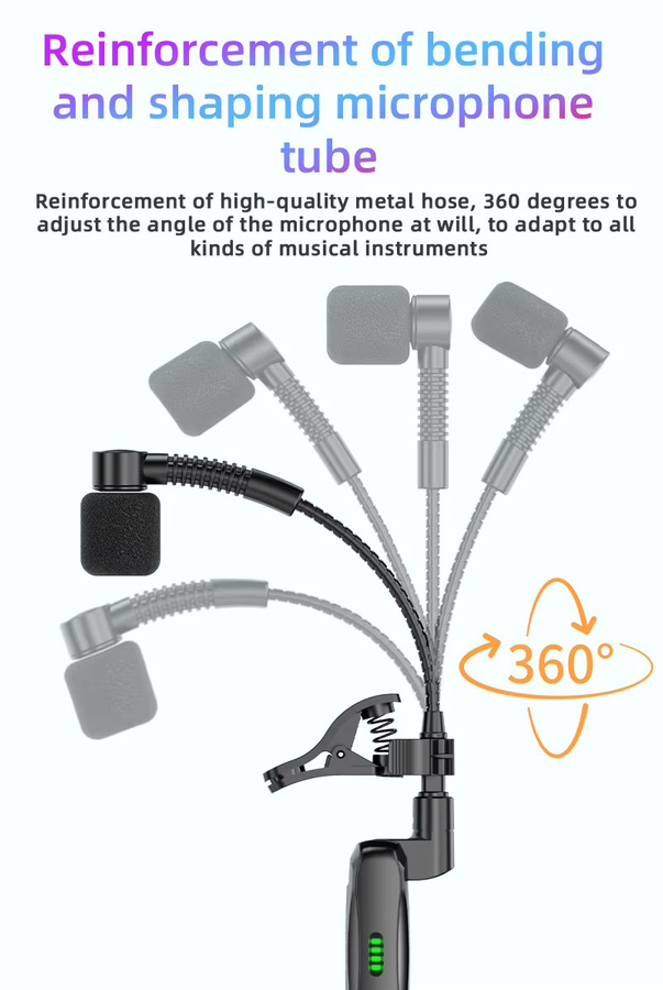 JAMJUM WS-MiC2 Kabelloses Saxophon-Mikrofonsystem in Schwarz mit HD-Klangqualität und Geräuschunterdrückung - Bild 3