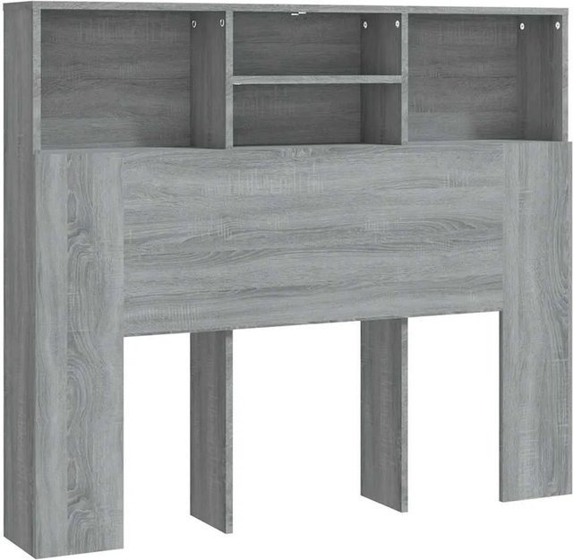 vidaXL Kopfteil mit integrierten Ablagen Grau Sonoma, B/T/H: 120 x 19 x 103,5 cm - Bild 1