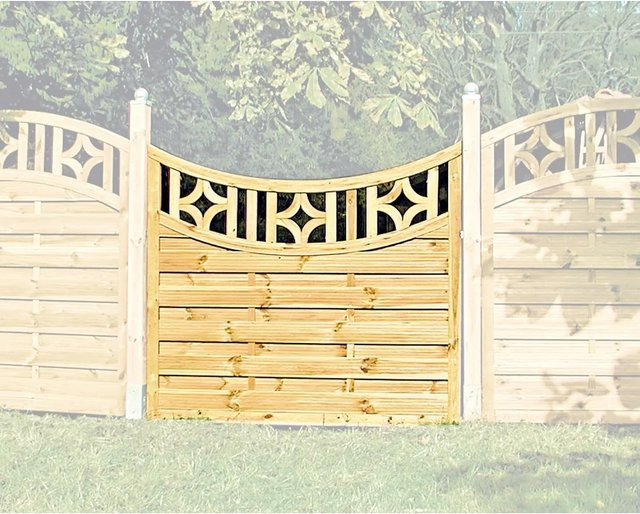 T & J Sichtschutzzaun Antik kdi grün mit Doppelbogen aus kesseldruckimprägniertem Holz, Höhe: 180 cm, Breite: 160 cm, Tiefe: 140 cm - Bild 1