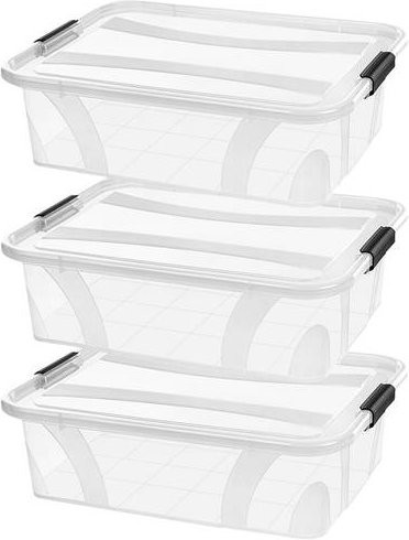 Siena HOME Aufbewahrungsbox Anzio Transparent 7l, 3er-Set, B: 38,5 cm, H: 11,1 cm, T: 25,4 cm - Bild 1