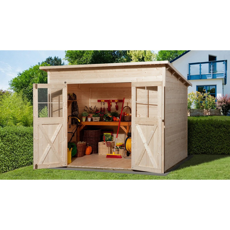Weka Holz-Gartenhaus Triest mit Pultdach, unbehandelt, braun, B/T/H: 254 x 237 x 223 cm - Bild 2