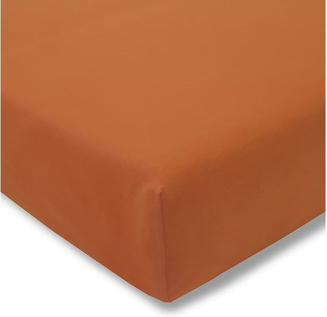 Estella Spannbetttuch Jersey-Stretch aus Baumwolle in Orange, atmungsaktiv und elastisch - Bild 1