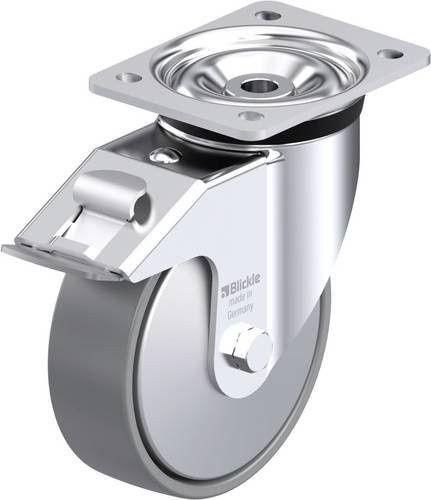 Blickle Stahlblech-Lenkrolle LK-PO 160K-FI-ELS-FA in Silber, Rad-Durchmesser: 160 mm, Tragfähigkeit: 450 kg - Bild 1