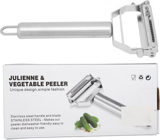 CosyHome 2in1 Julienne Schäler aus Edelstahl in Weiß und Silber für Gemüse und Obst - Bild 1