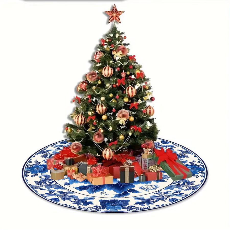 VIKAMA Weihnachtsbaumrock mit Porzellanmuster in Blau und Weiß für deine Weihnachtsdekoration - Bild 5