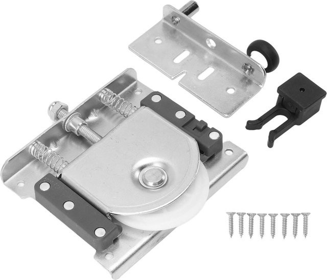 OutsideWorld Entgleisungssichere Nocken-Türschieberrolle für Schranktüren aus Stahl und Kunststoff in Silber - Bild 1