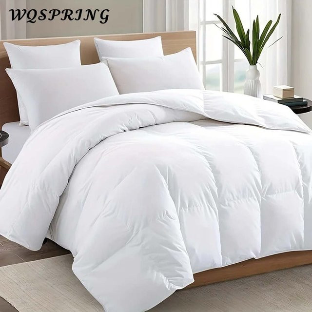 WQSPRING Bettdecke aus weißen Gänsefedern und Hohlfaser, King-Size, Anti-Allergisch, B/H: 150 x 200 cm - Bild 1